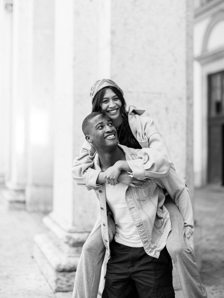 couple during engagement session milan