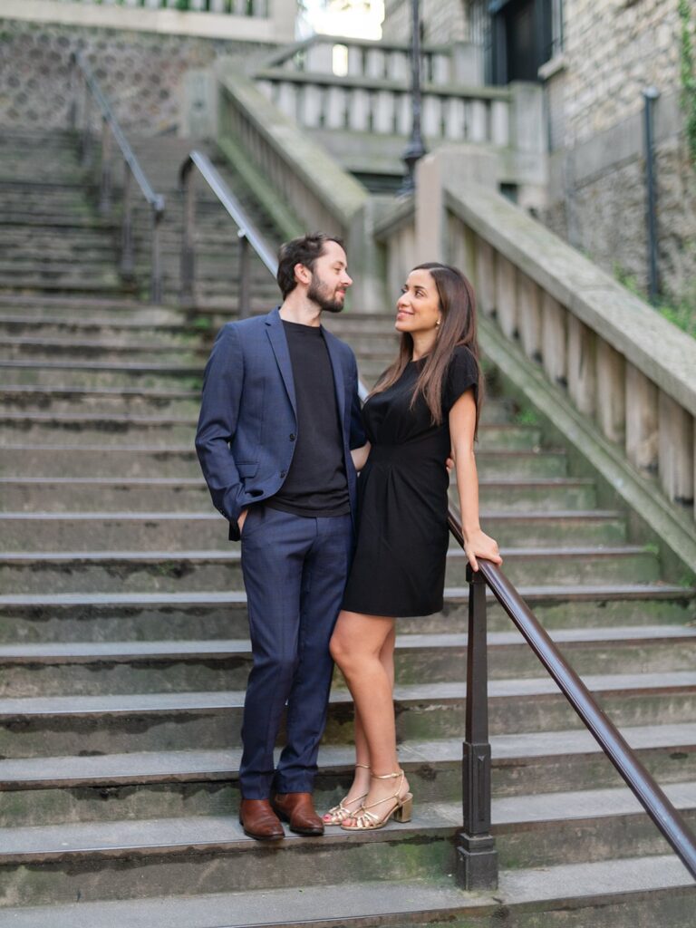 couple during engagement session at montmartre, Paris